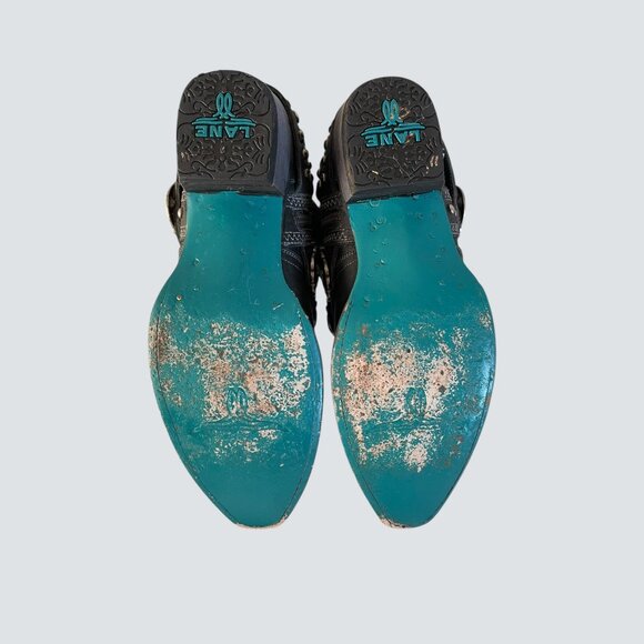 Lane Cossette Black Leather Cowboy Booties – Women’s Size 8.5 - Picture 6 of 9